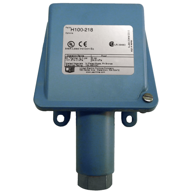 United Electric Pressure Switch, 100 Series Type H100 Model 218